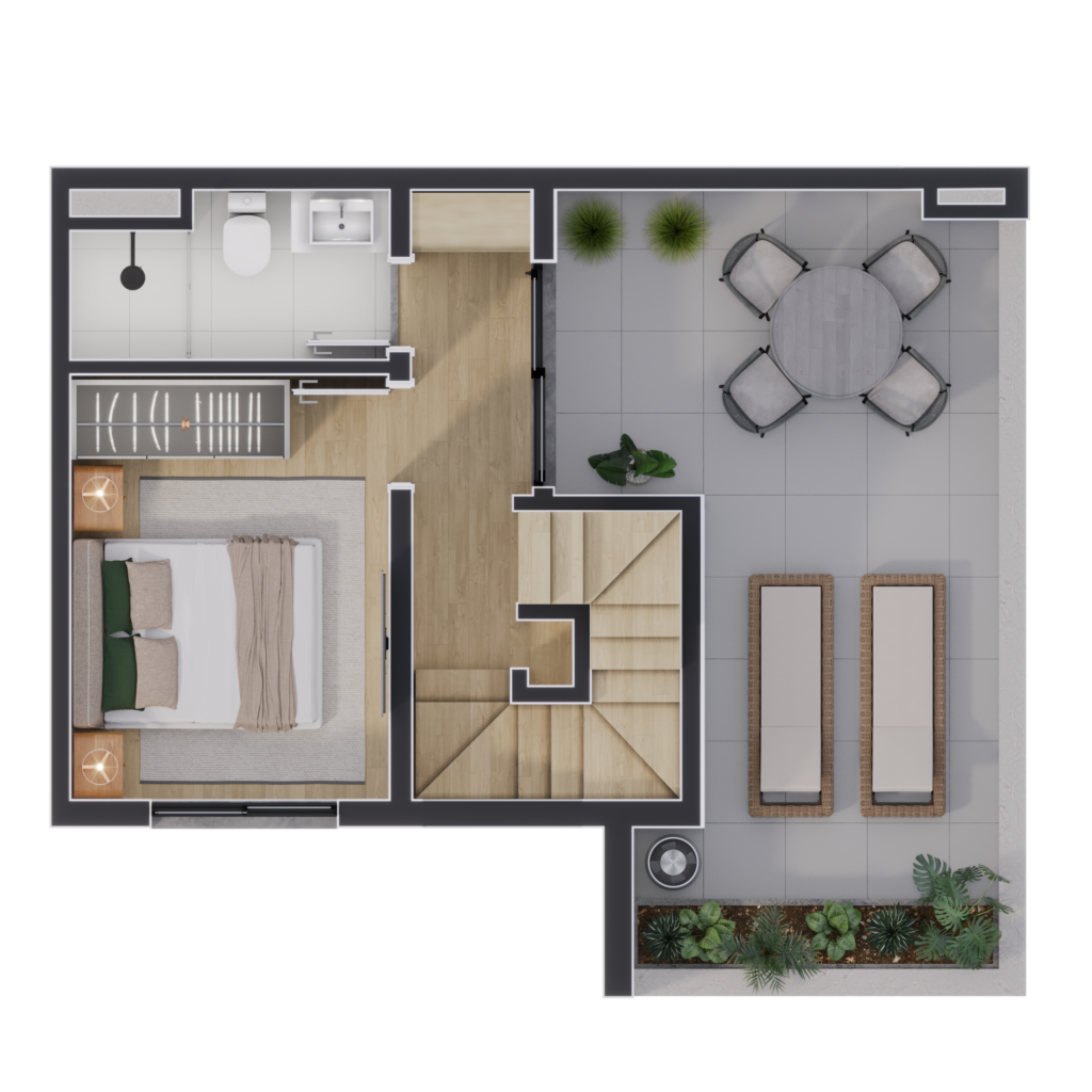 Planta 12 - 2 dorm 73,77m - cobertura duplex - superior