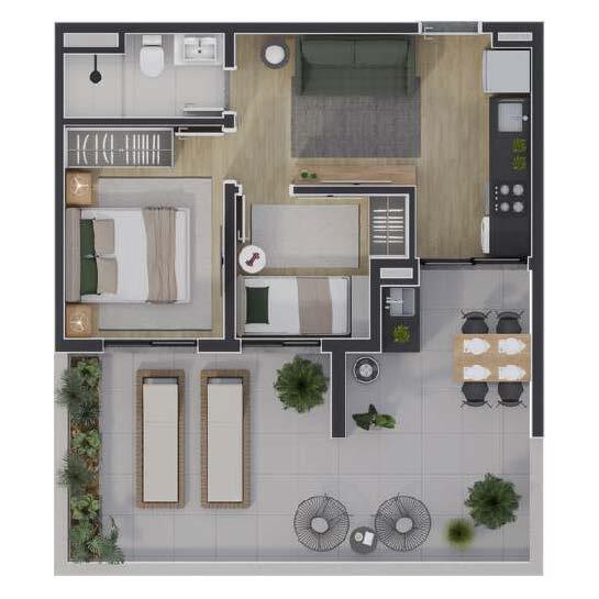 Planta 06 - 2 dorm 56,18m - garden