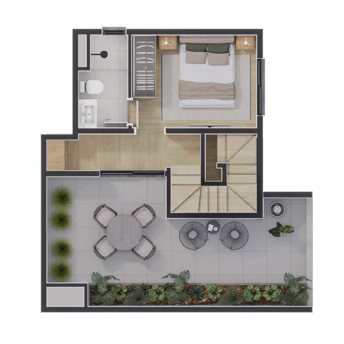 Planta 14 - 2 dorm 81,54m - cobertura duplex - superior
