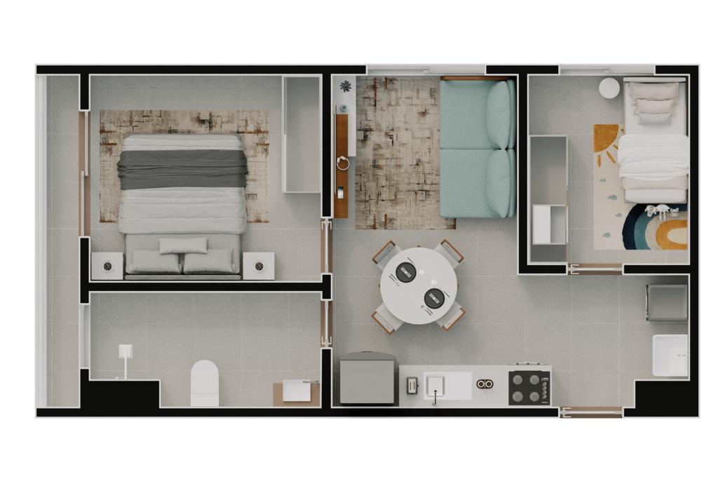 Planta 02 - 2 dorm 37,56m