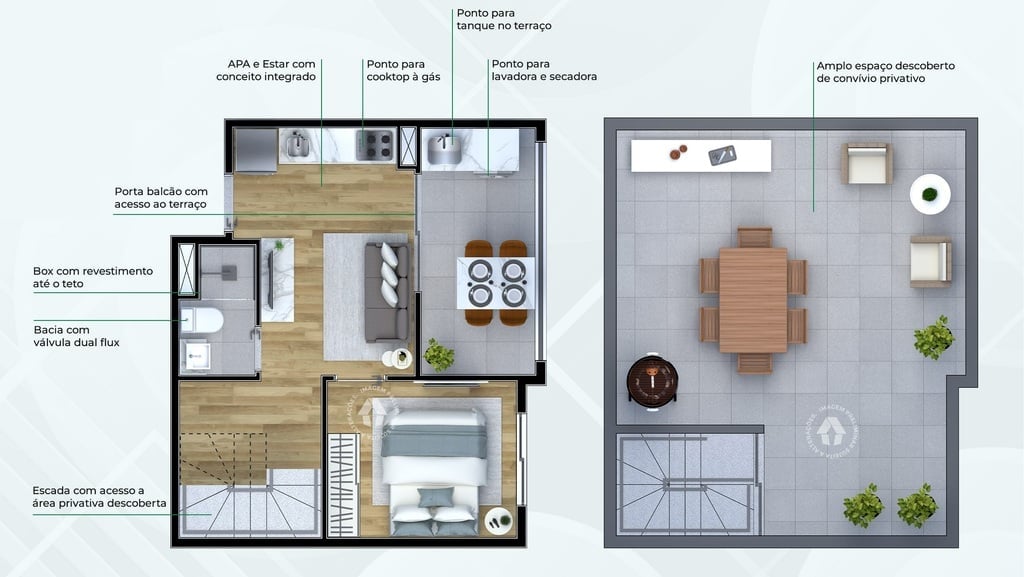 Planta 05 - 1 dorm 57m - cobertura duplex