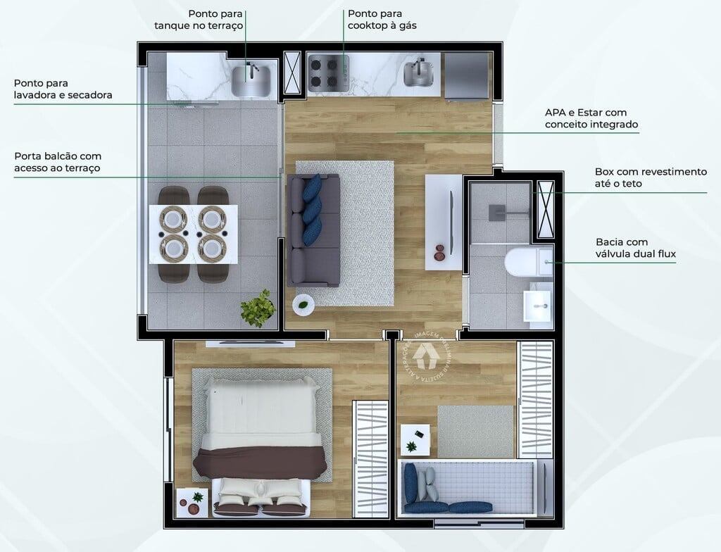 Planta 04 - 2 dorm 35m