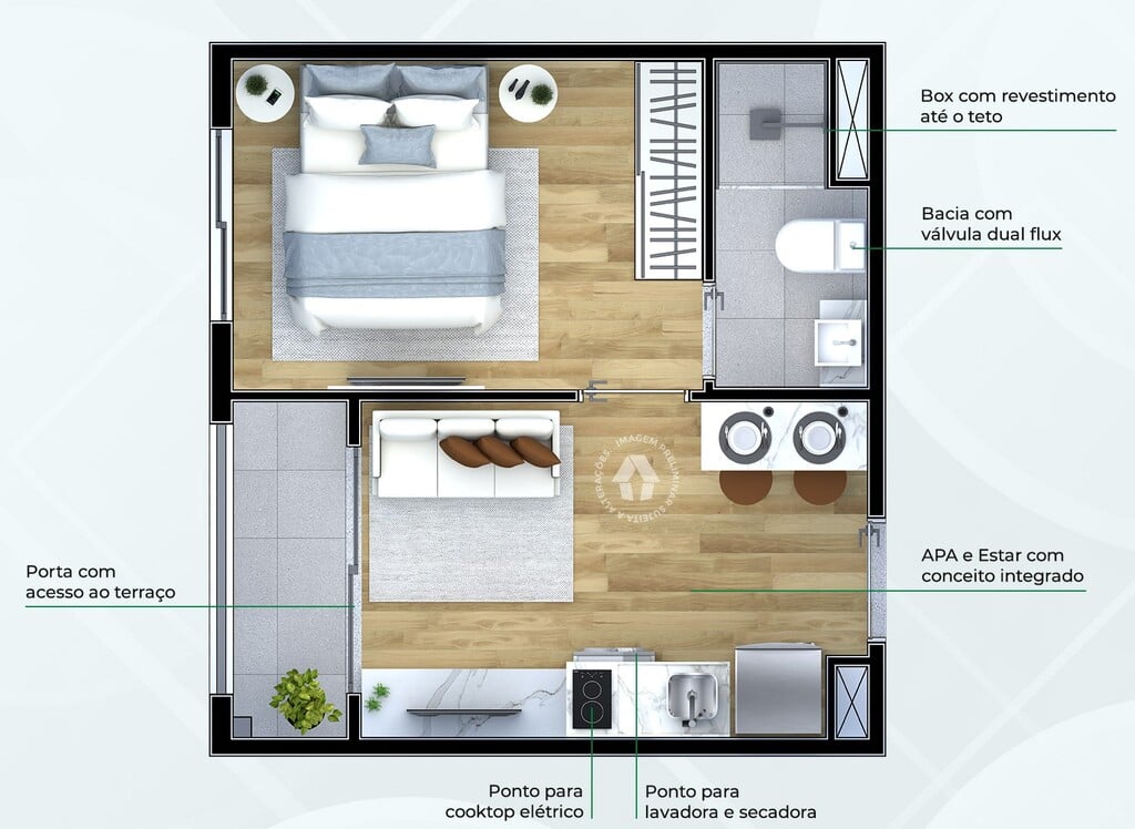 Planta 02 - 1 dorm 25m