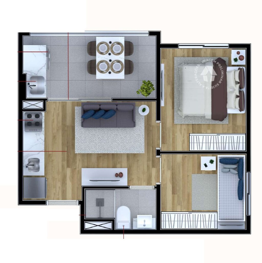 Planta 02 - 2 dorm 35m