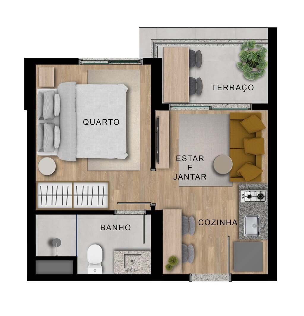 Planta 02 - 1 dorm 26m