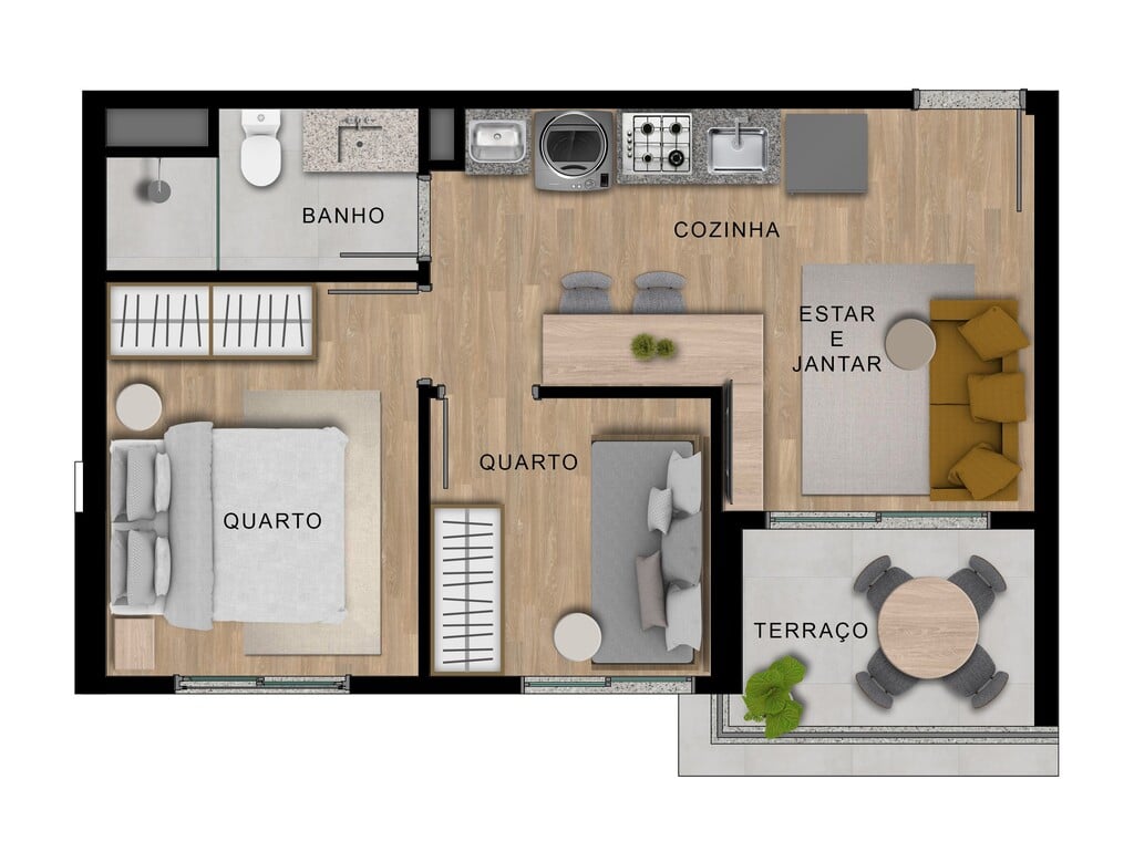 Planta 04 - 2 dorm 37m