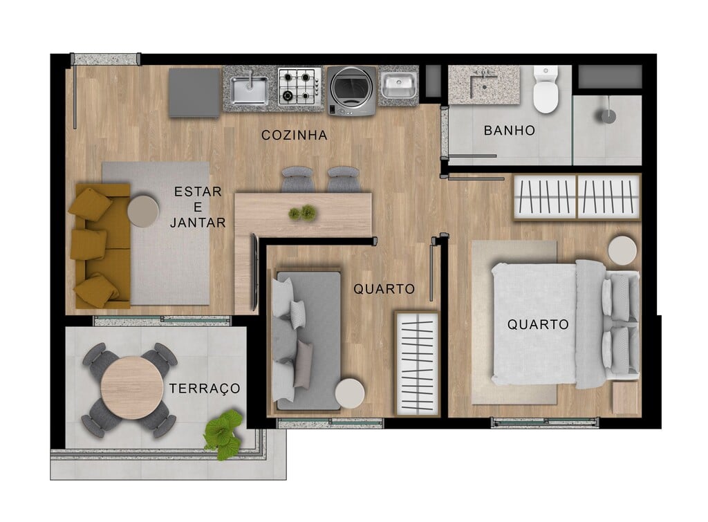 Planta 03 - 2 dorm 37m