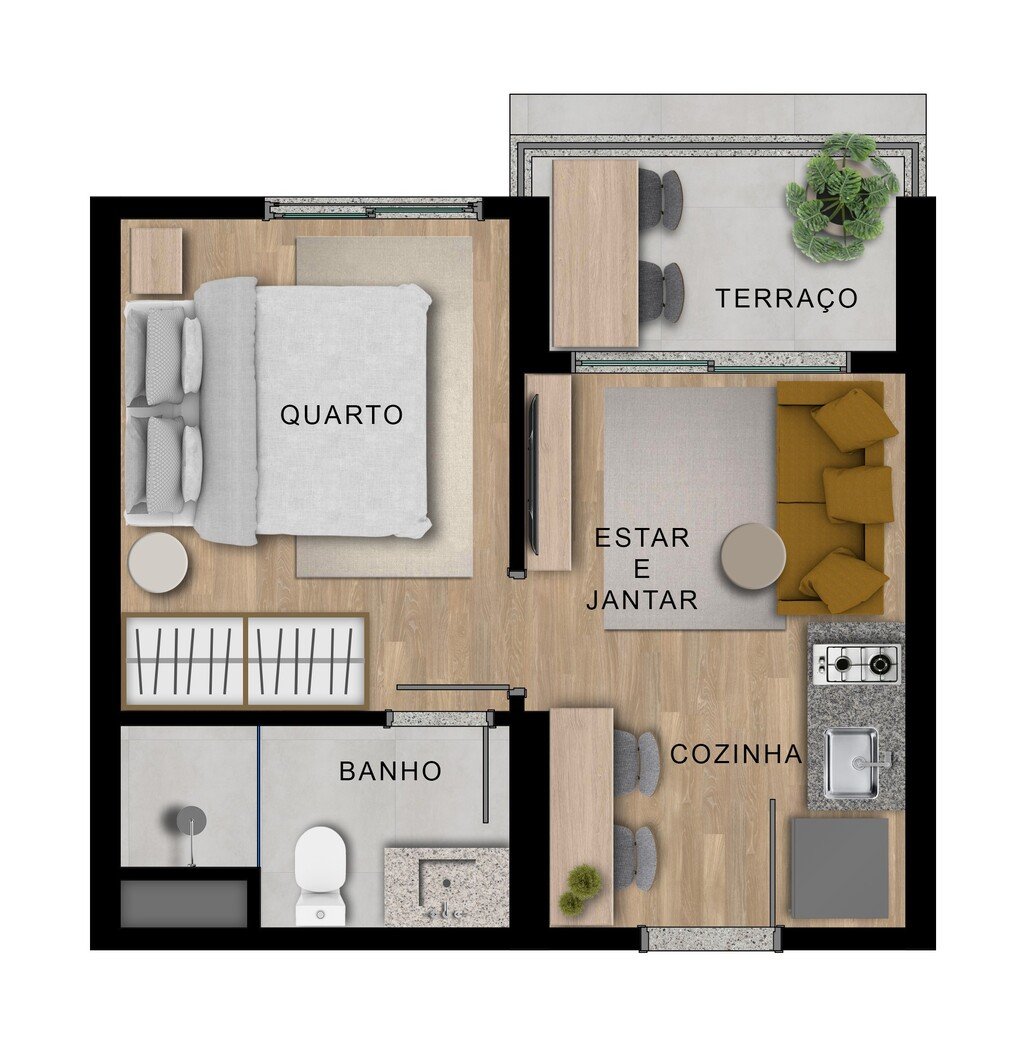 Planta 01 - 1 dorm 26m