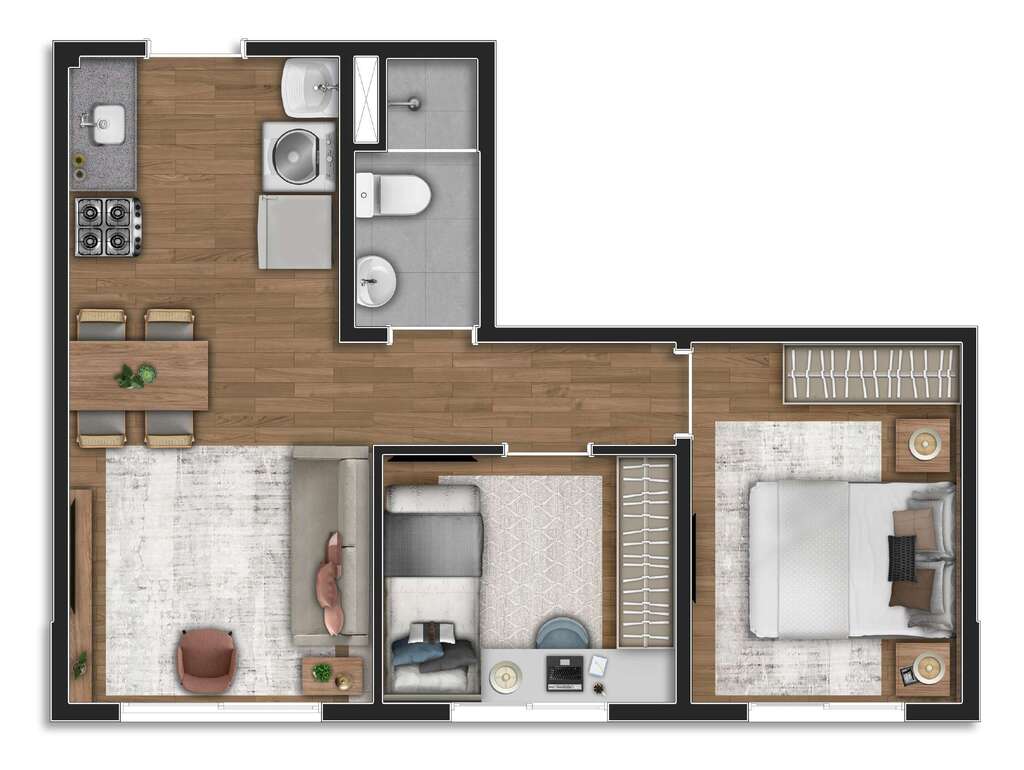 Planta 01 - 2 dorm 37m