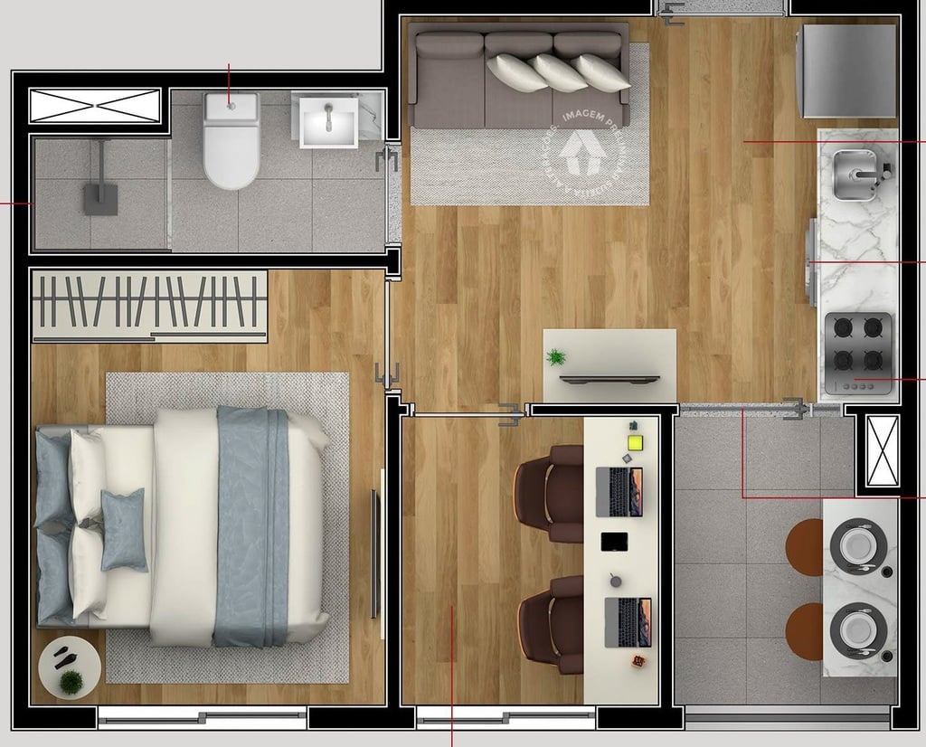 Planta 03 - 1 dorm 28m