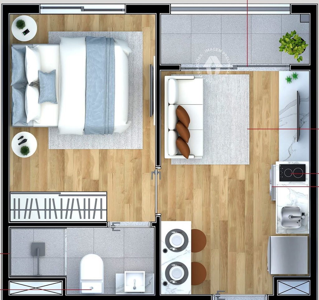 Planta 02 - 1 dorm 25m