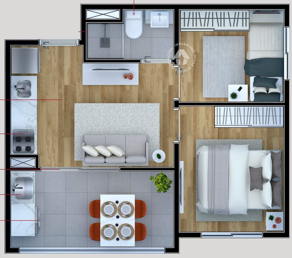 Planta 04 - 2 dorm 35m