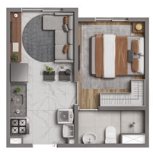 Planta 01 - 1 dorm 24,07m