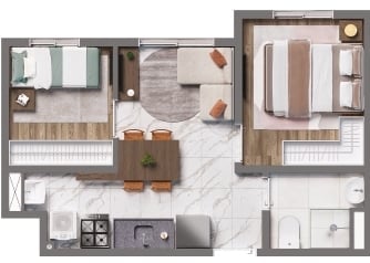 Planta 03 - 2 dorm 31,95m