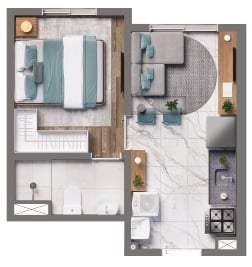 Planta 02 - 1 dorm 24,16m
