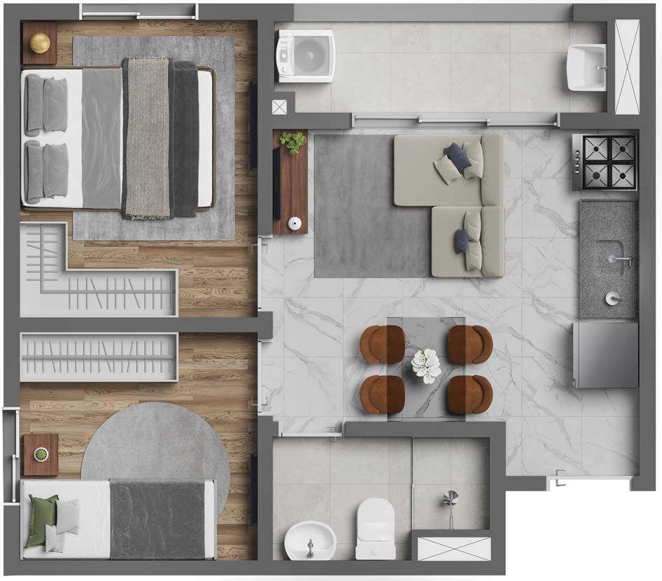 Planta 06 - 2 dorm 35,42m
