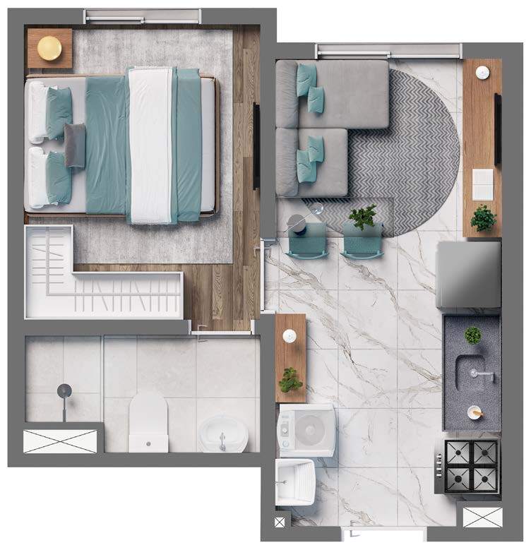 Planta 02 - 1 dorm 24,16m