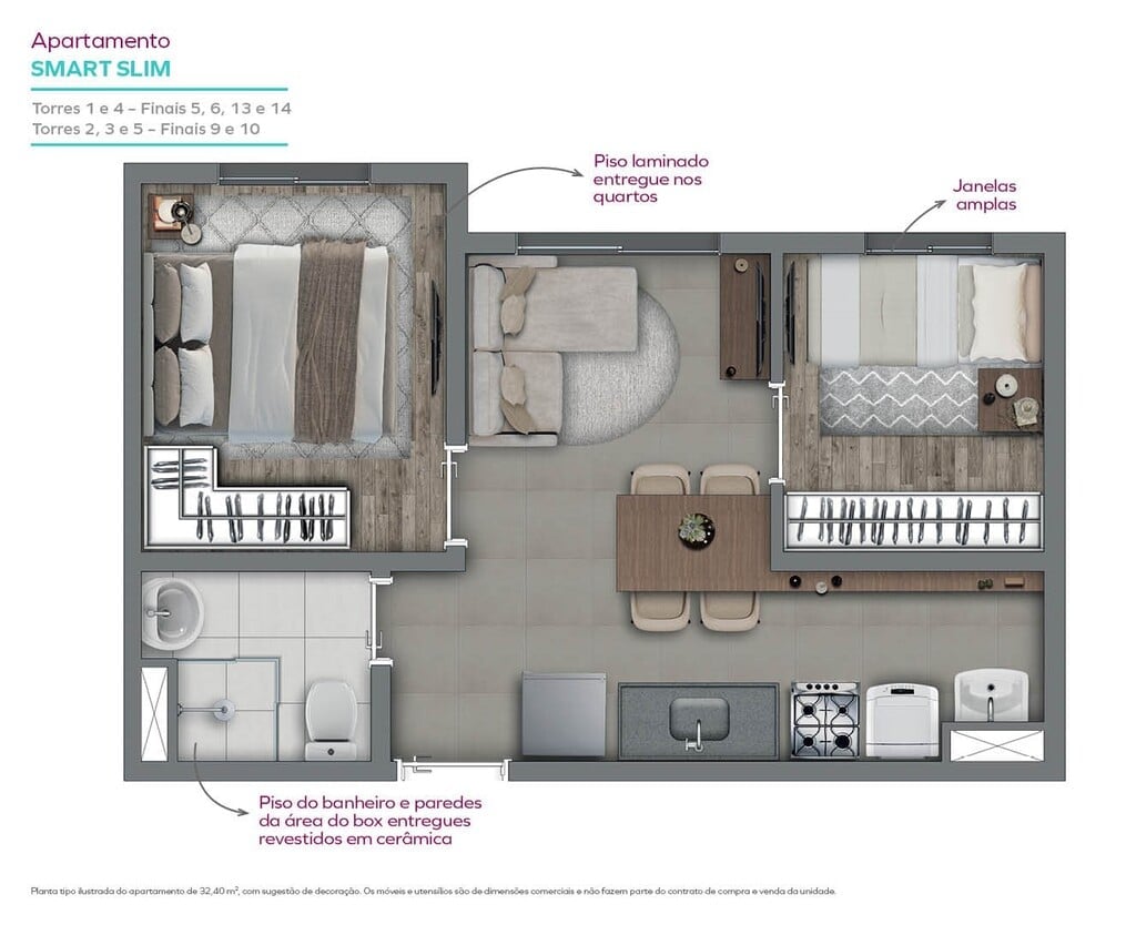 Planta 04 - 2 dorm 32,40m