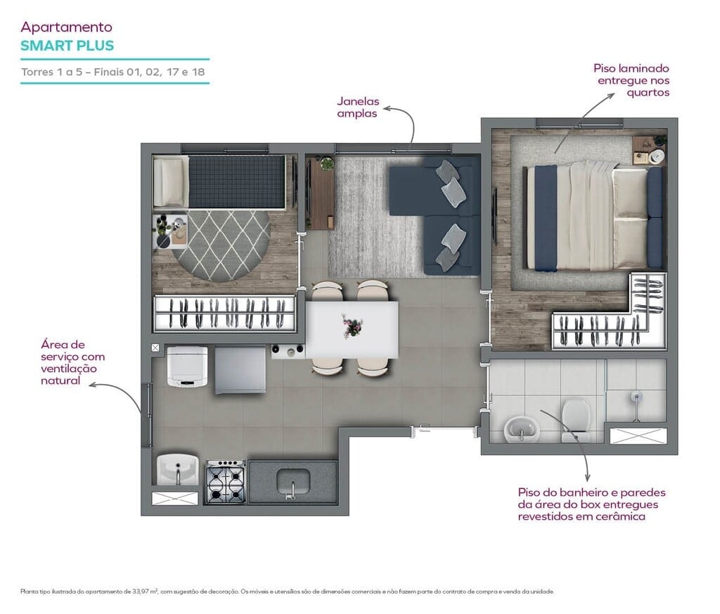 Planta 05 - 2 dorm 33,97m