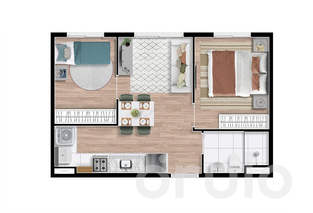 Planta 03 - 2 dorm  34m