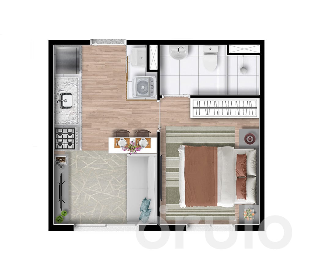 Planta 01 - 1 dorm  25m