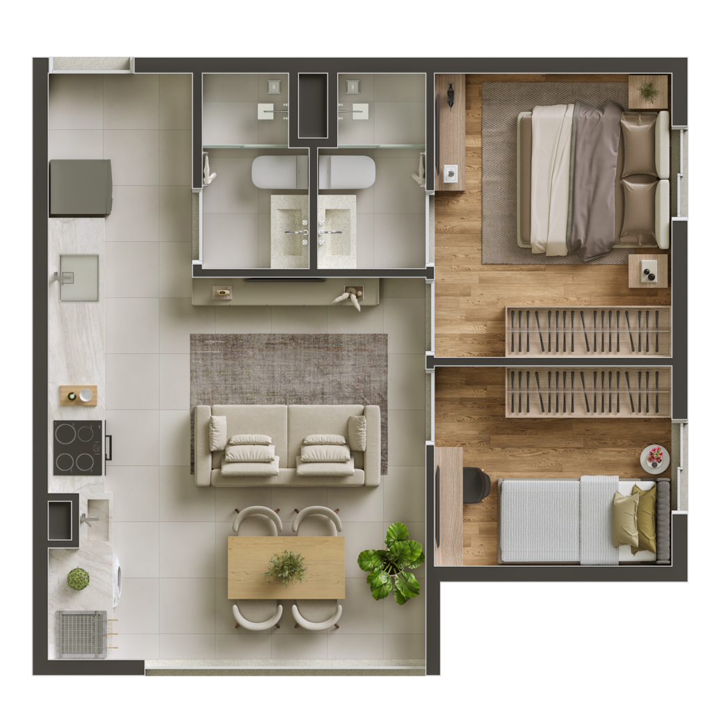 Planta 03 - 2 dorm 43m