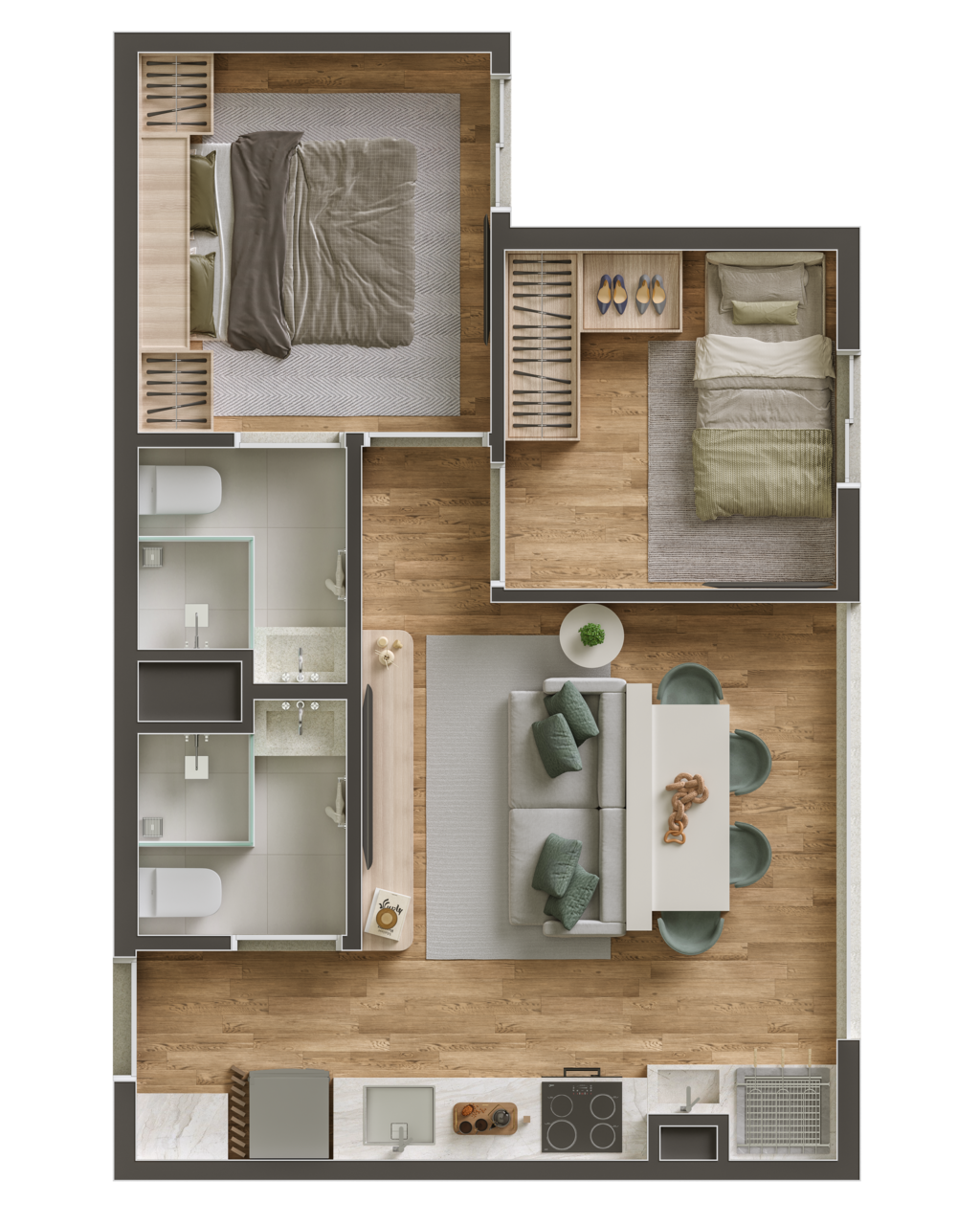 Planta 02 - 2 dorm 42m