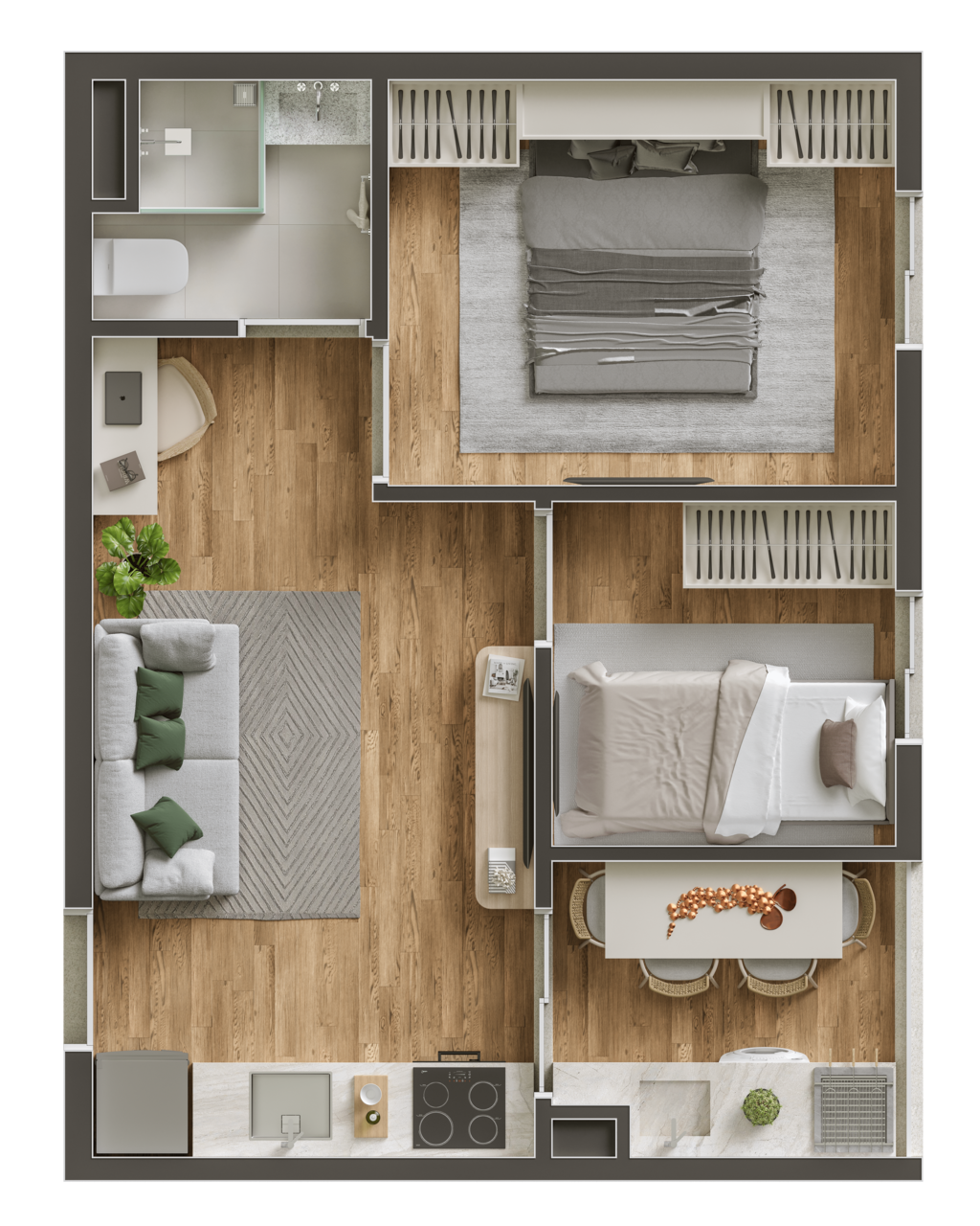Planta 01 - 2 dorm 38m