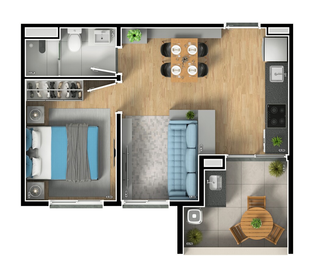 Planta 12 - 1 dorm 37m - opo