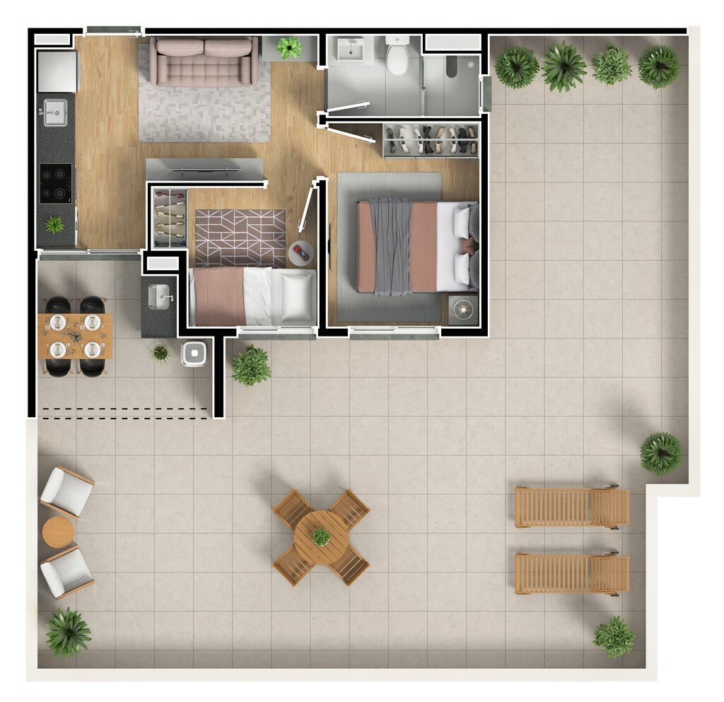 Planta 07 - 2 dorm 37m - garden