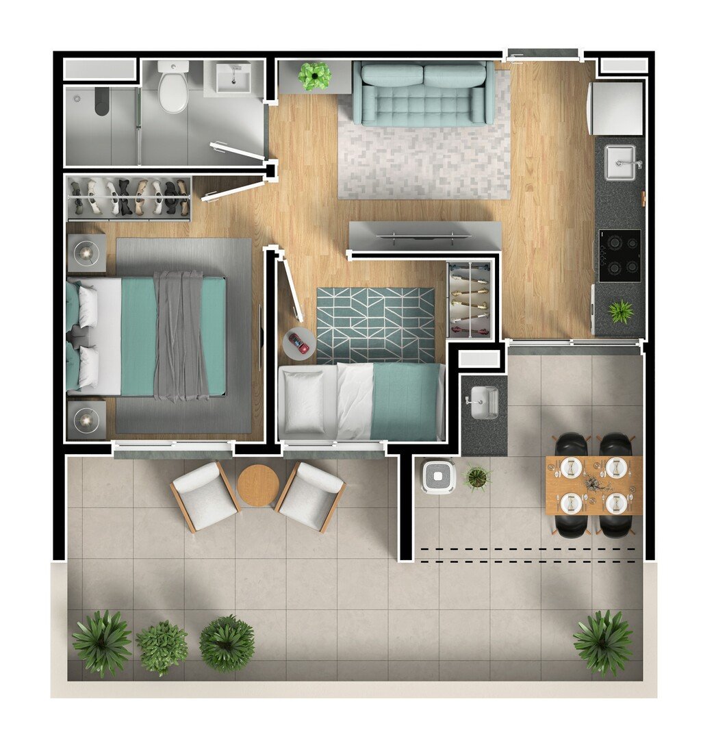 Planta 11 - 2 dorm 37m - garden
