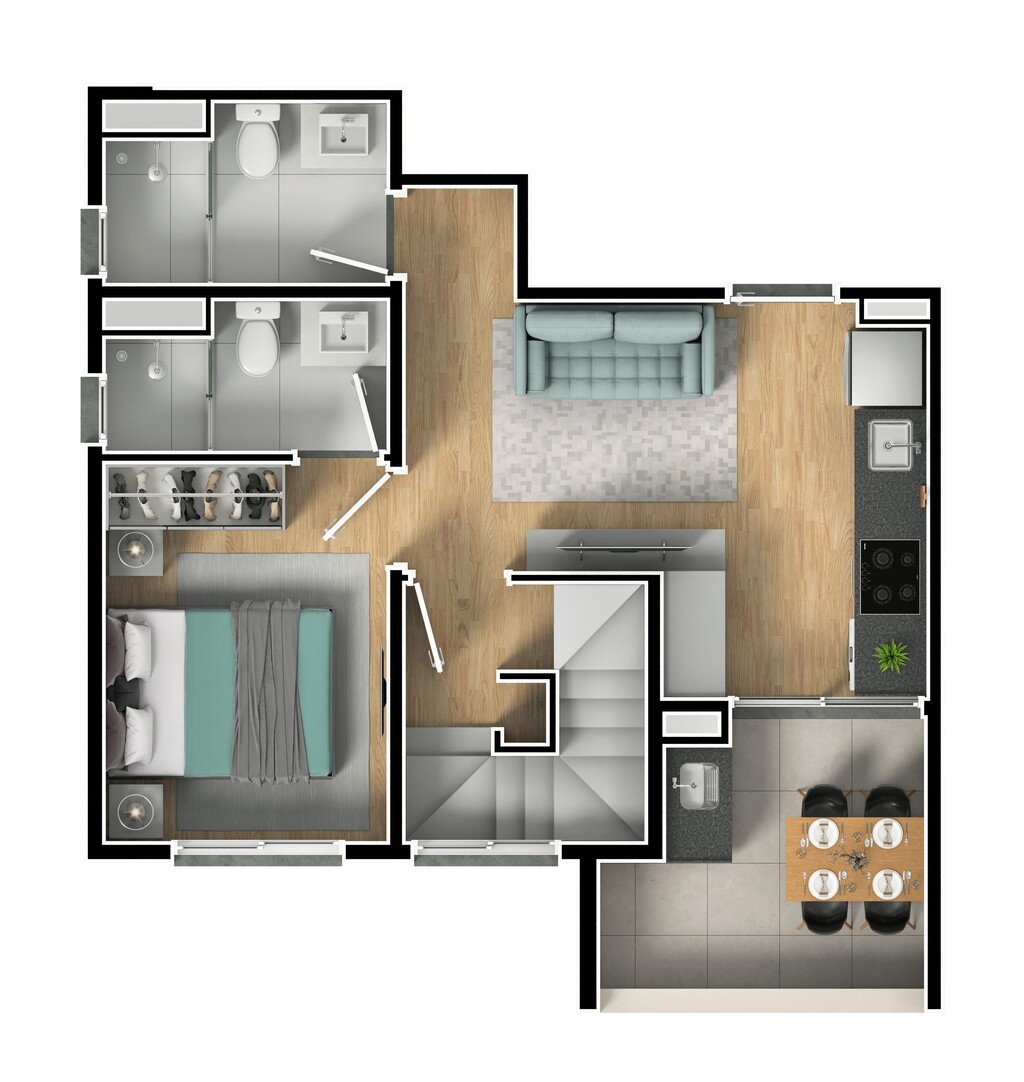 Planta 19 - 2 dorm 84m - cobertura duplex - inferior