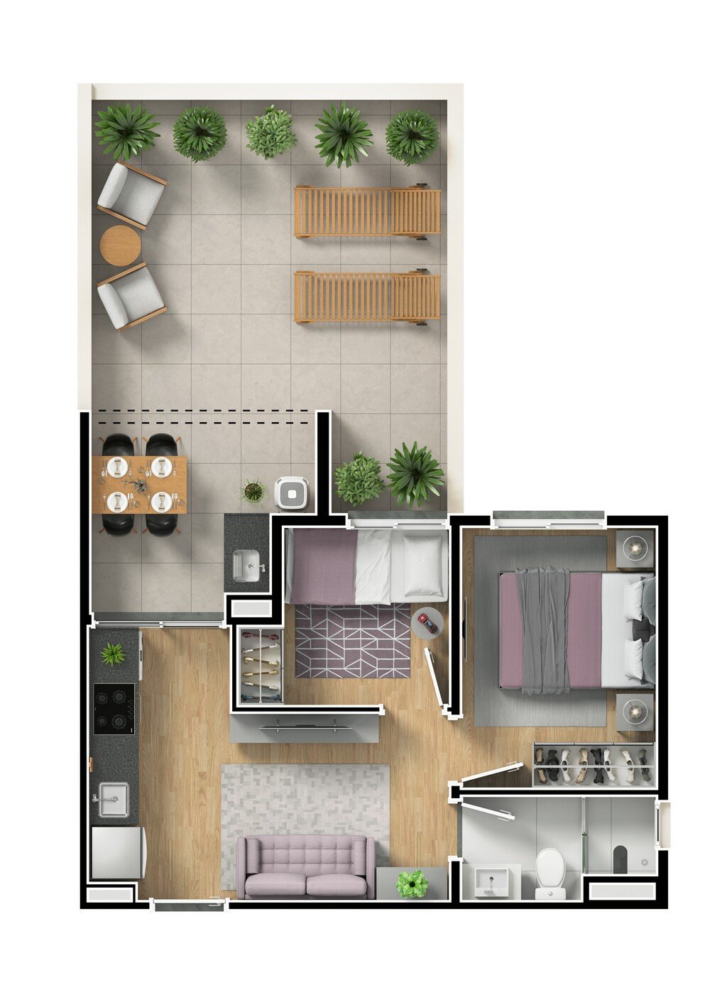 Planta 09 - 2 dorm 37m - garden