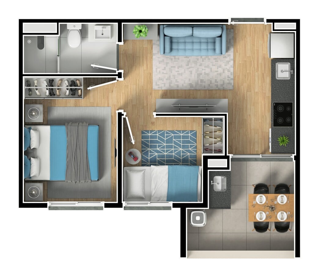 Planta 05 - 2 dorm 37m