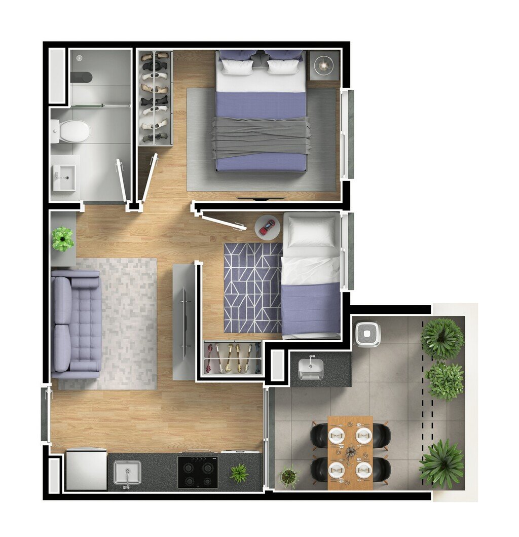 Planta 10 - 2 dorm 37m - garden