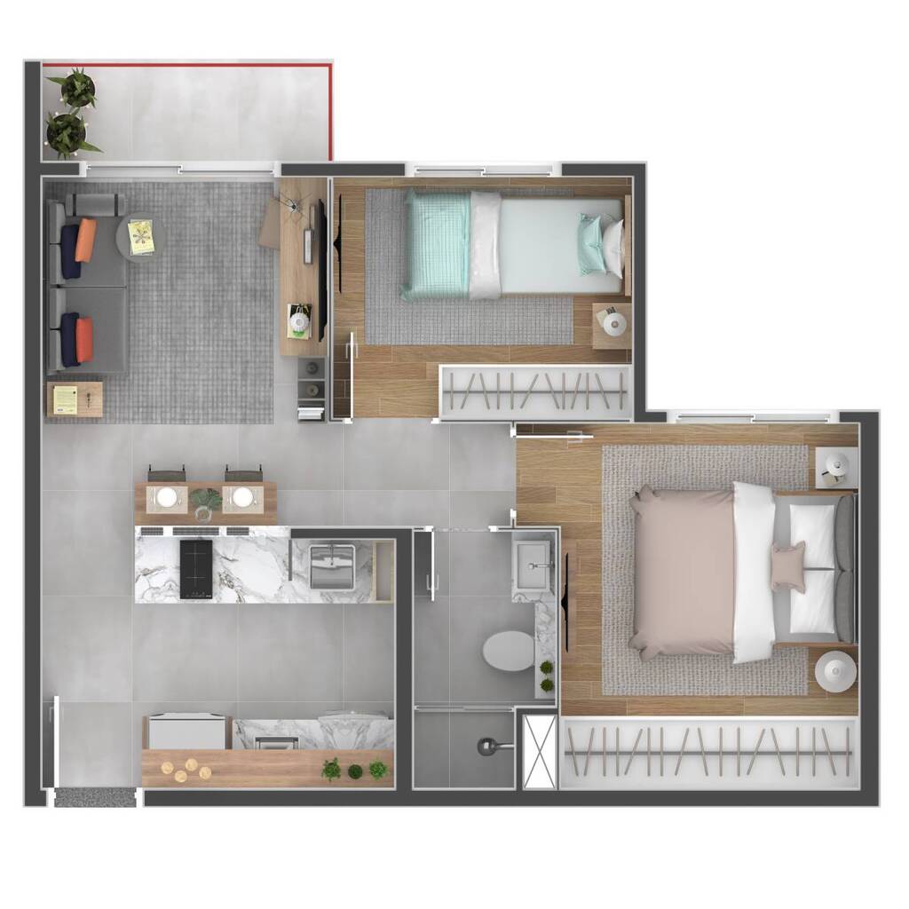 Planta 01 - 2 dorm 36m