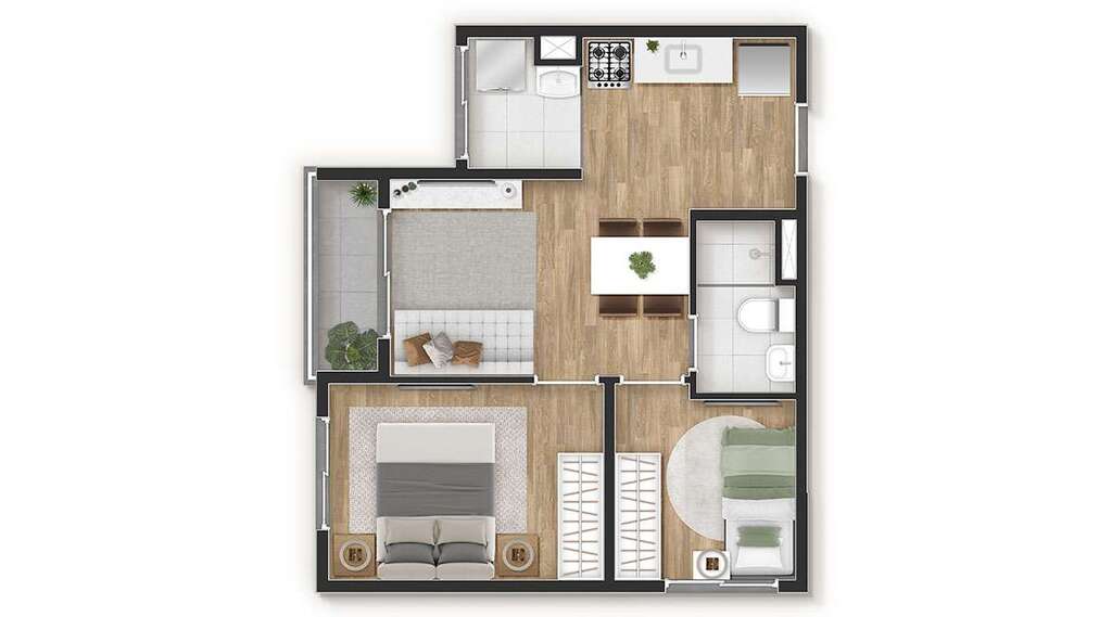 Planta 03 - 2 dorm 38m