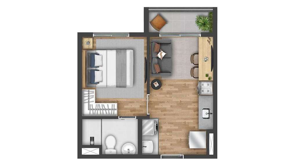 Planta 01 - 1 dorm 26m