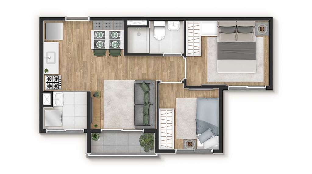 Planta 02 - 2 dorm 37m