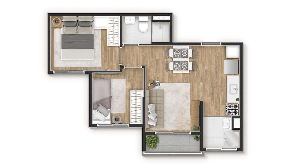 Planta 04 - 2 dorm 39m