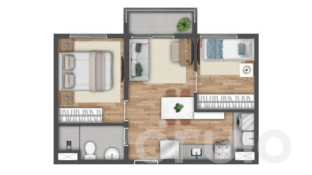 Planta 03 - 2 dorm 37m