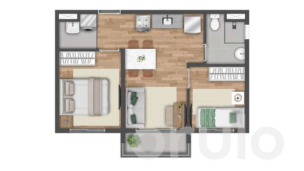Planta 04 - 2 dorm 37m - opo