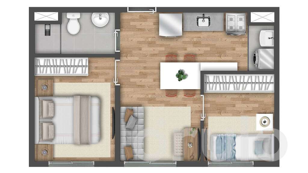 Planta 02 - 2 dorm 34m