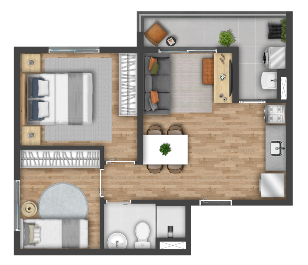 Planta 02 - 2 dorm 40,83m