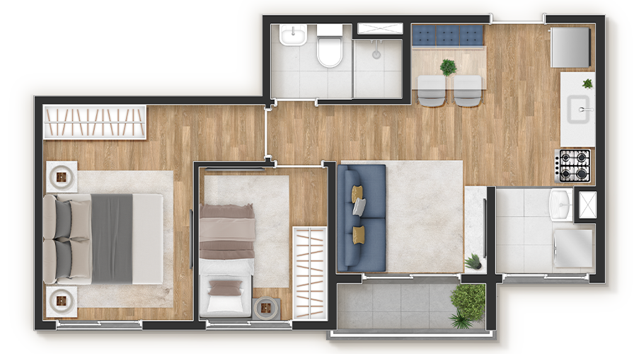 Planta 04 - 2 dorm 40m