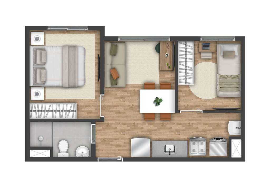 Planta 01 - 2 dorm 32m