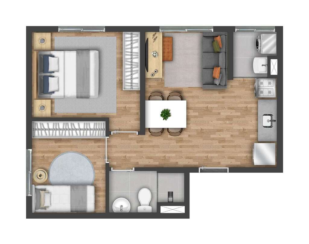 Planta 02 - 2 dorm 36m