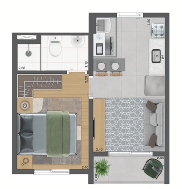 Planta 03 - 1 dorm 27,08m
