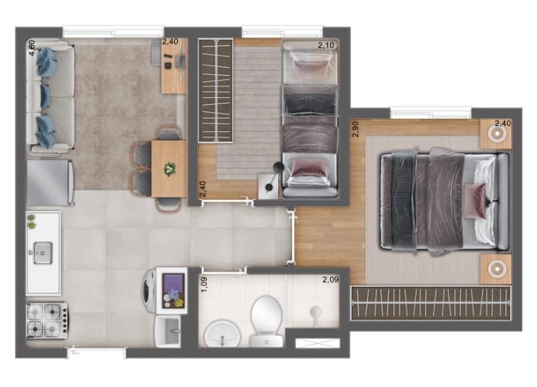 Planta 02 - 2 dorm 32,02m