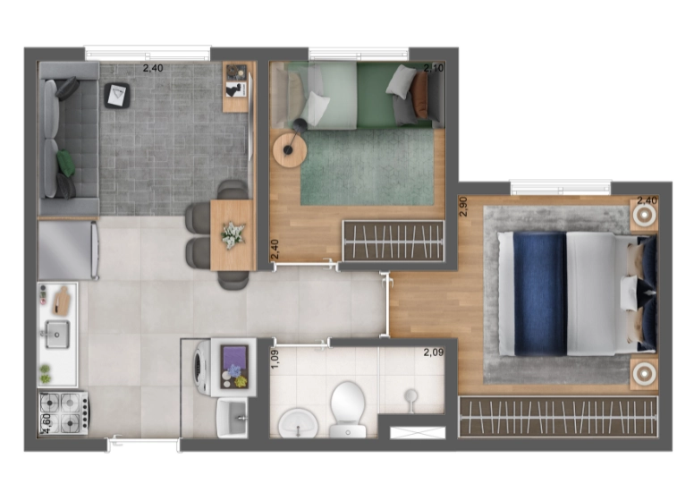 Planta 04 - 2 dorm 32,19m